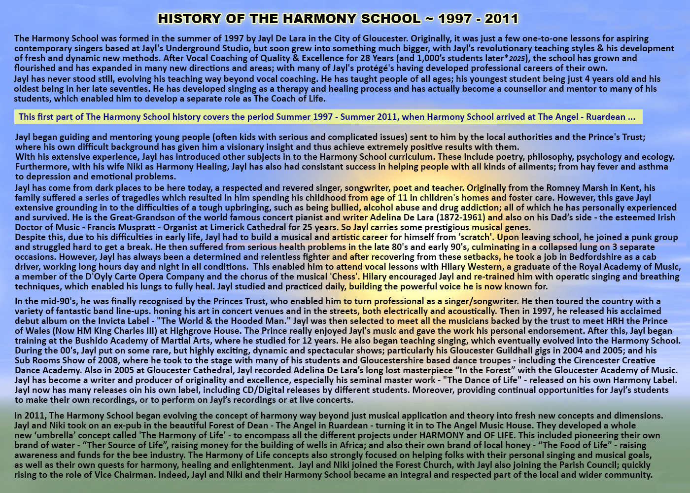 Harmony School History